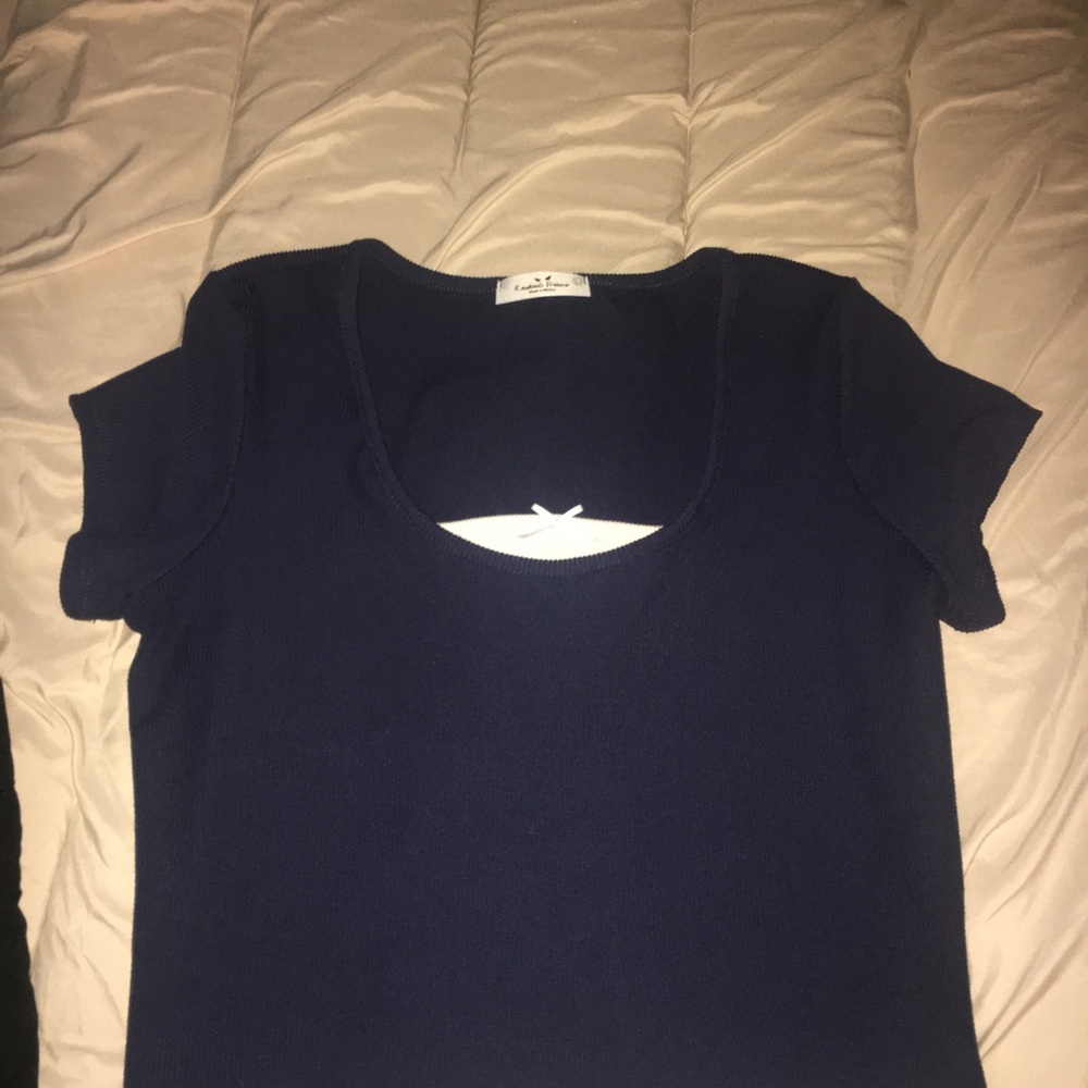 Classic Navy Scoop Neck Women's Top